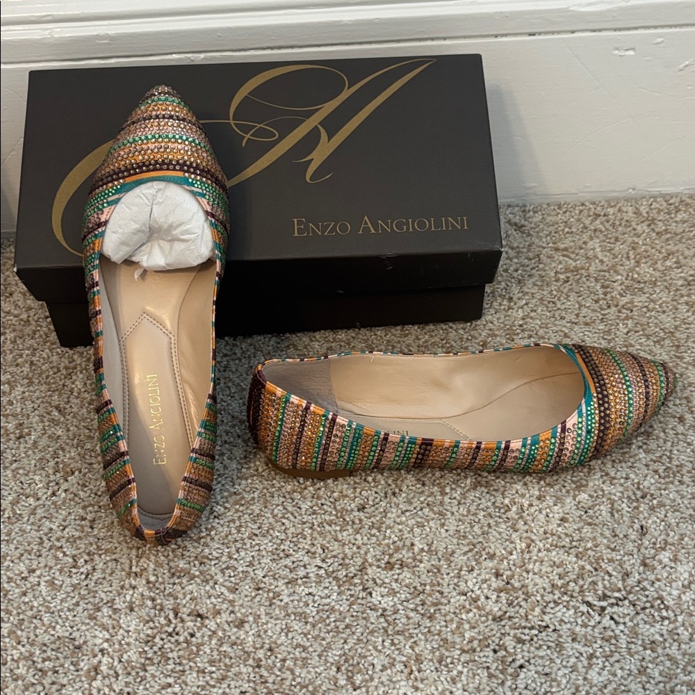 Enzo Angiolini Vibrant Striped Flats